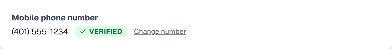 The opt-in confirmation screen: the operator's mobile number is verified and they can now update fuel prices by text.